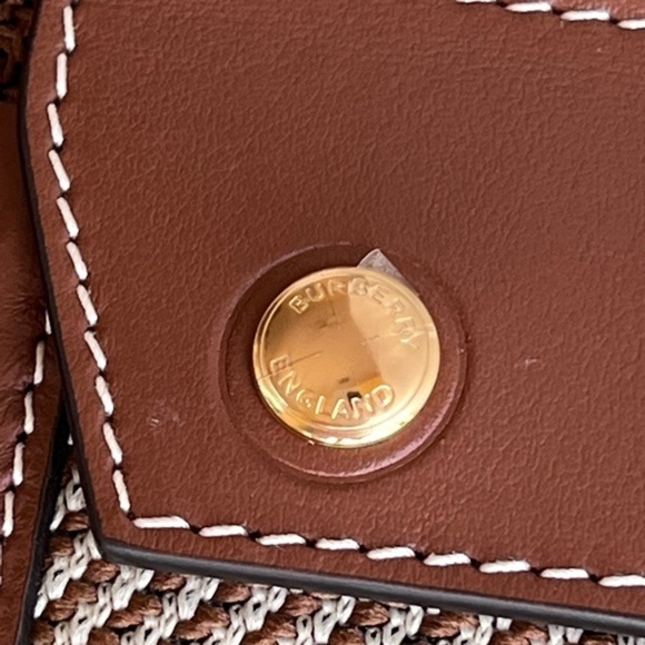 BURBERRY Mini Check Jacquard Pocket Bag- Dark Birch Brown - Picture 13 of 14